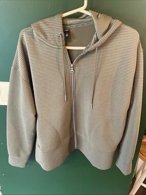 DKNY Women’s  Ribbed Zip-Up Hoodie Sweater - Beige Taupe